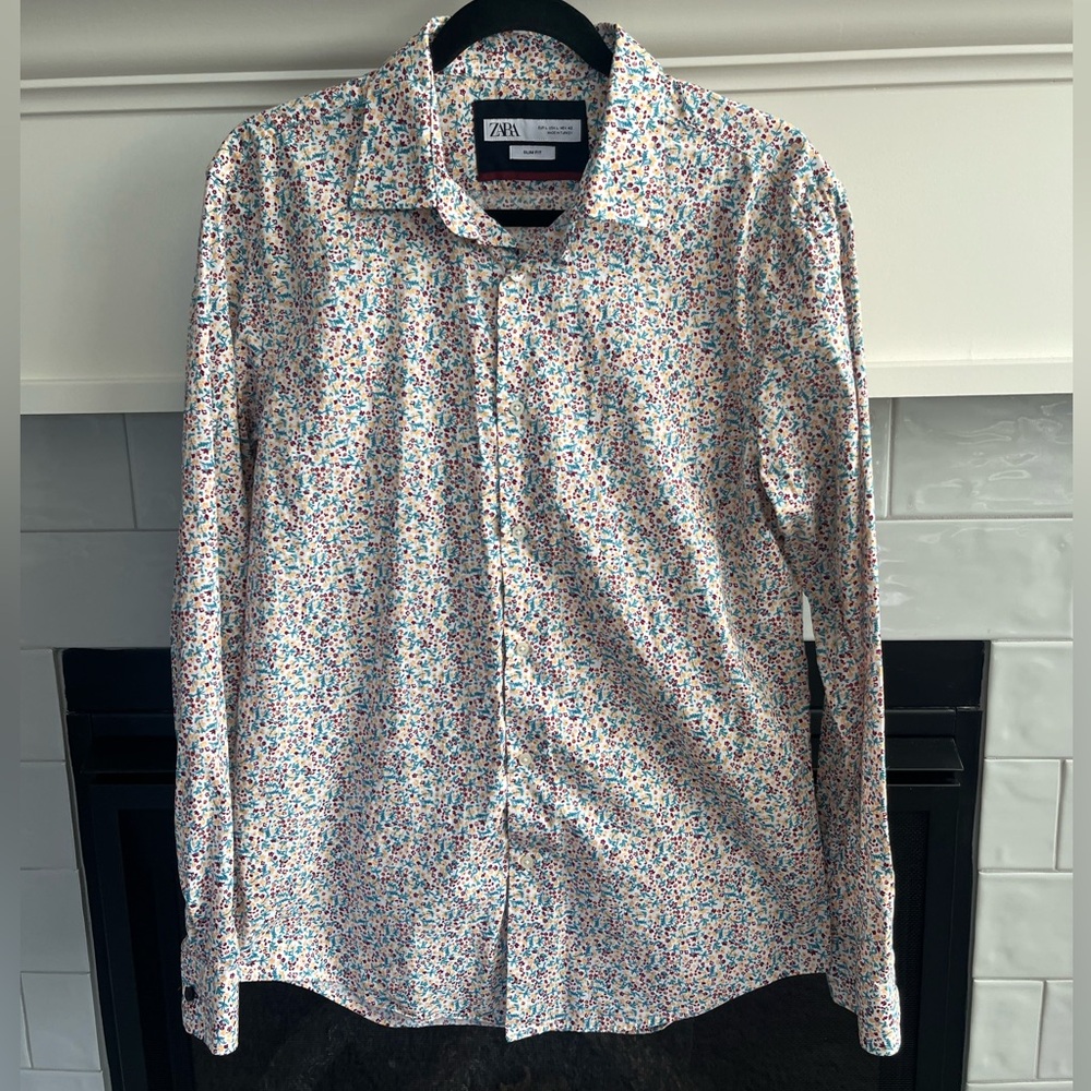 Zara Mens Slim Fit Floral Shirt